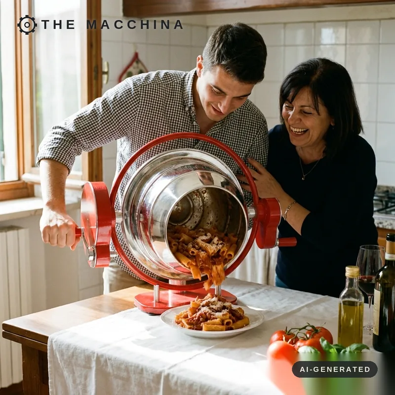 Il pranzo della domenica, in famiglia. Scena generata con AI.